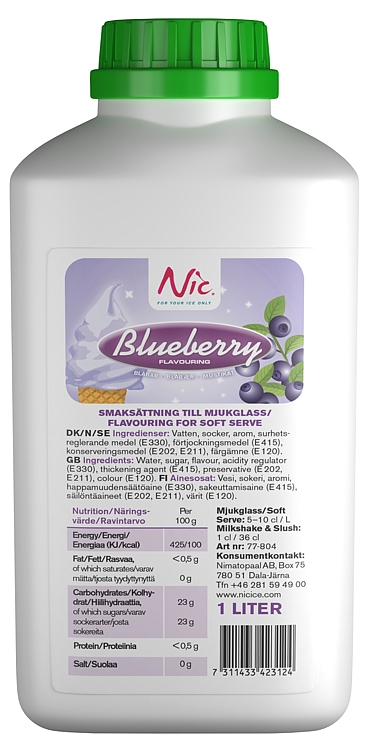 Nic blåbær sirup smakstils.               1l
