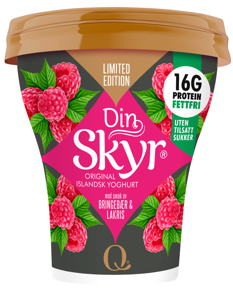 Din skyr bringebær & lakris 160g