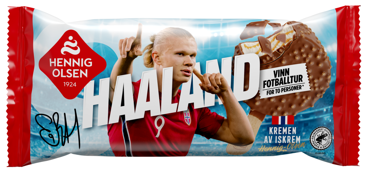 Haaland-is m/vaniljesmak/karamellsaus/sjoko 85ml
