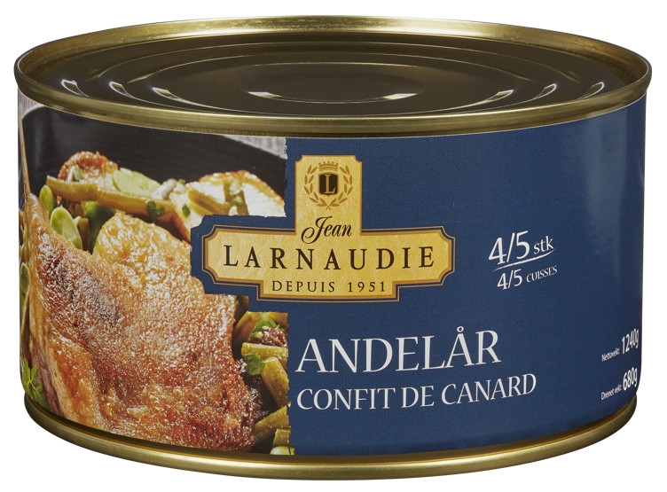 Andeconfit (confit de canard,andelår) 1,24kg