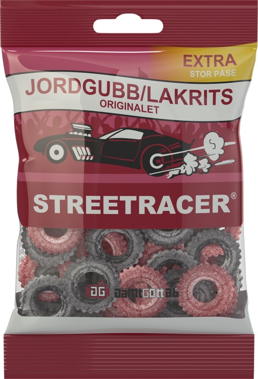 Streetracer jordbbær/lakris 80g