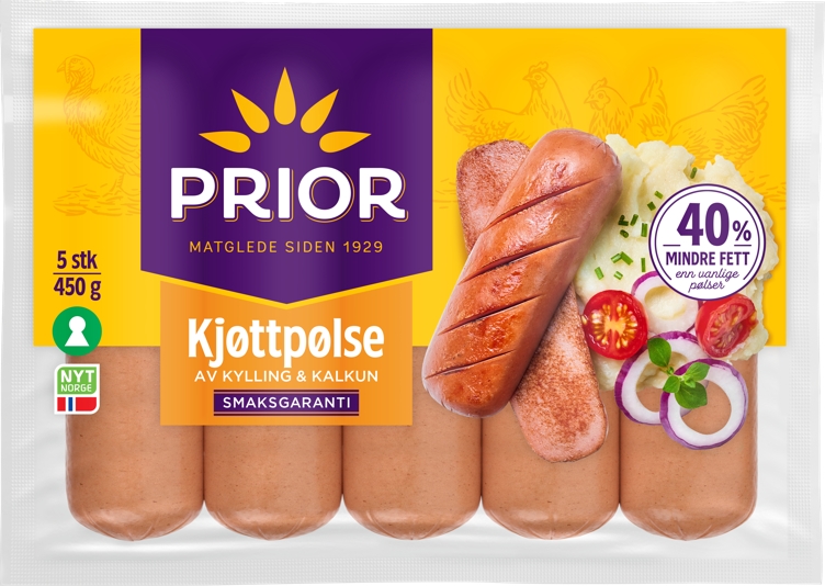 Kjøttpølse kylling/kalkun sk.fri 450g
