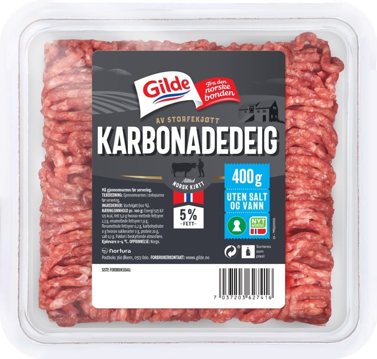 Karbonadedeig 5% usalt/vann 400g
