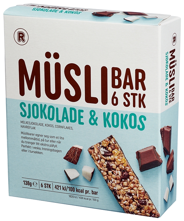 Muesli bar chocolate and coconut 23g 6pcs