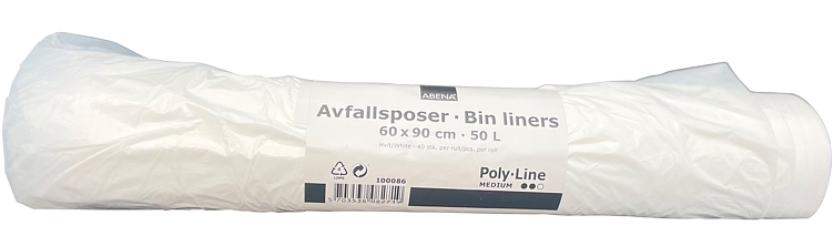 Avfallspose hvit 60x90 ldpe 12 my  40stk