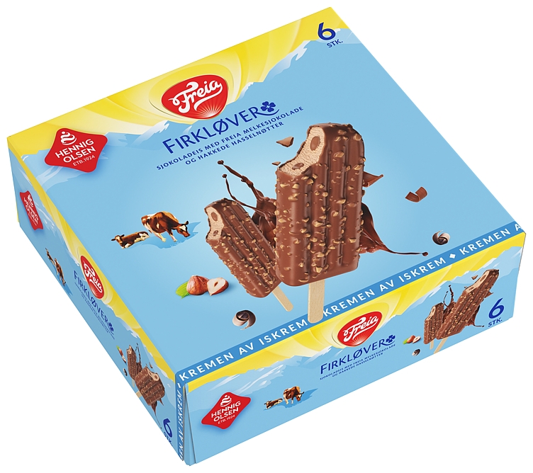 Freia firkløver sjokolade & hasselnøttis   6pk   558ml