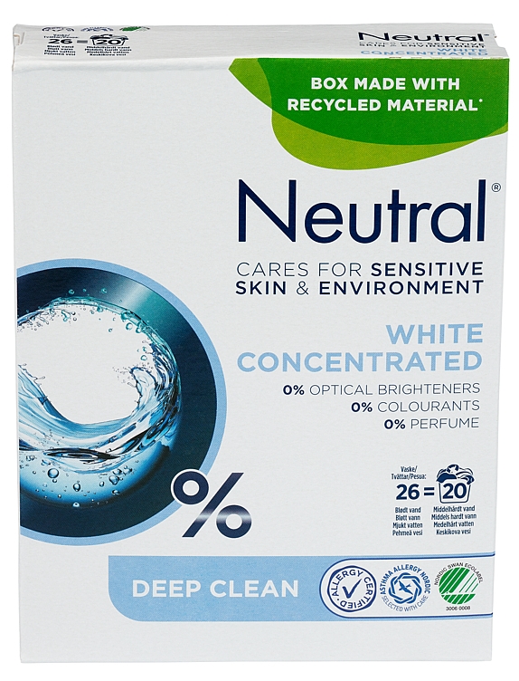Neutral vaskepulver maskin white parfymefri 975g