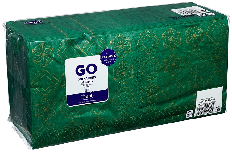 Serviett 3l33cm gilded star green 250stk