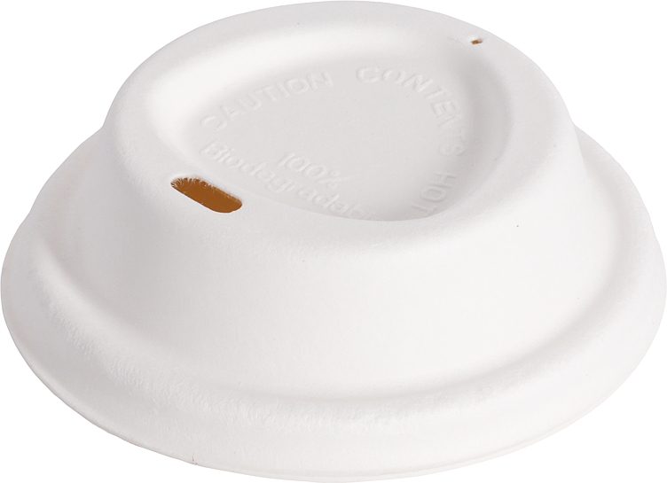 Lokk hvit til kaffebeger bagasse 8oz 1000stk