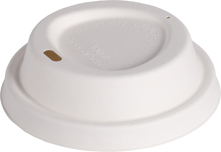 Lokk hvit til kaffebeger bagasse 12oz   1000stk