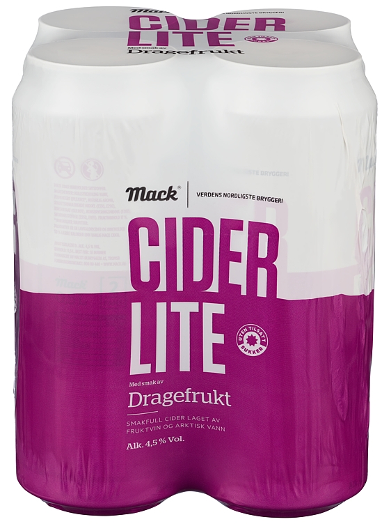 Mack cider lite dragefrukt bx   4,5%   24x50cl