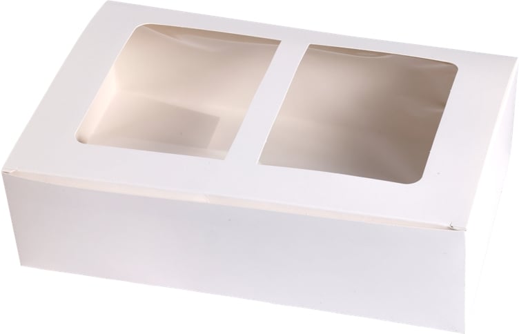 Donuts eske m/vindu 6-pk hvit 300x200x80mm 120stk