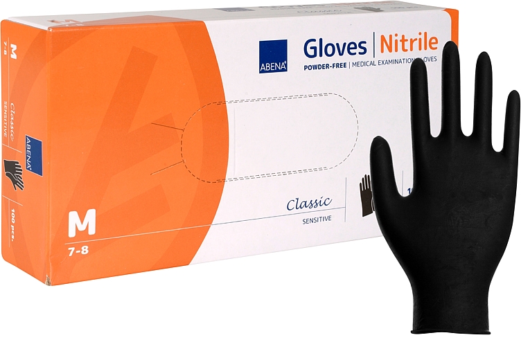 Disposable glove m, black, nitril, powder-free 100pcs