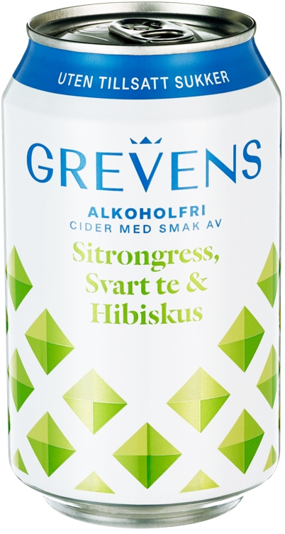 Grevens alkoholfri sitrongress svart te hibiskus bx 24x33cl