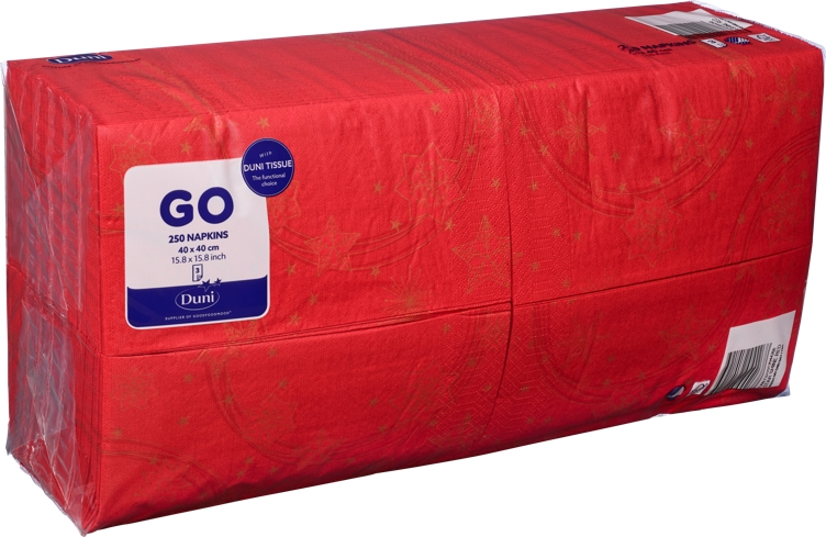 Serviett 3l40cm 1/8hbr star shine red 250stk