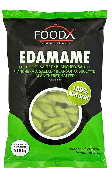 Soyabønner lett kokt, saltet edamame 500g