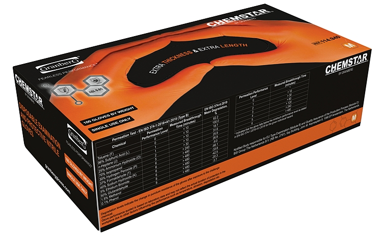 Engangshansker nitril chemstar pudderf orange str s 100stk