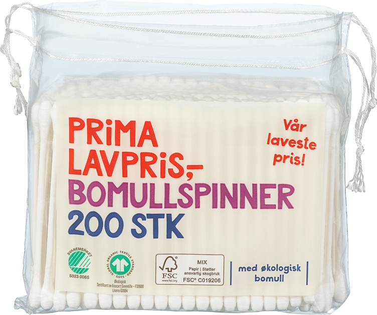 Bomullspinner økol. 200stk
