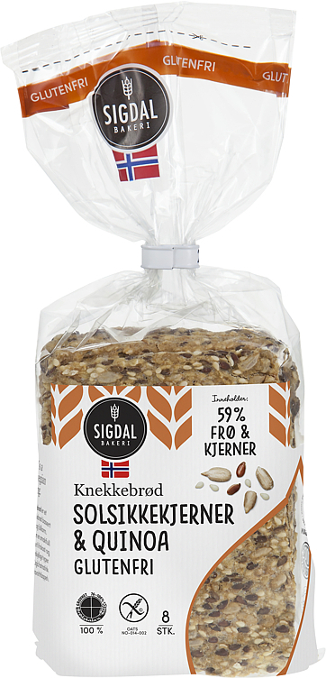 Knekkebrød solsikke quinoa, glutenfri  190g