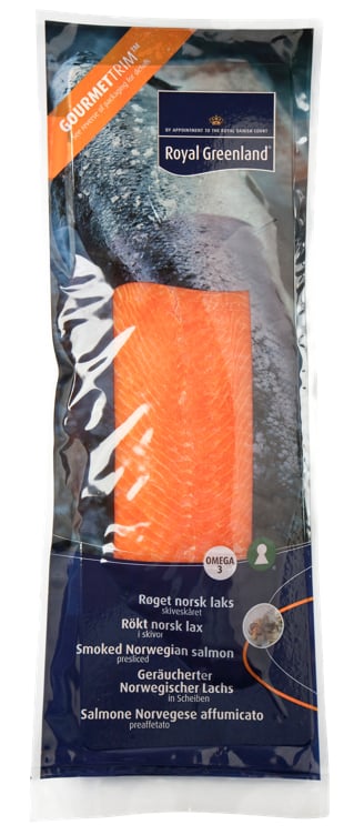 Laks skivet røkt gourmetrim 900-1400g 10kg