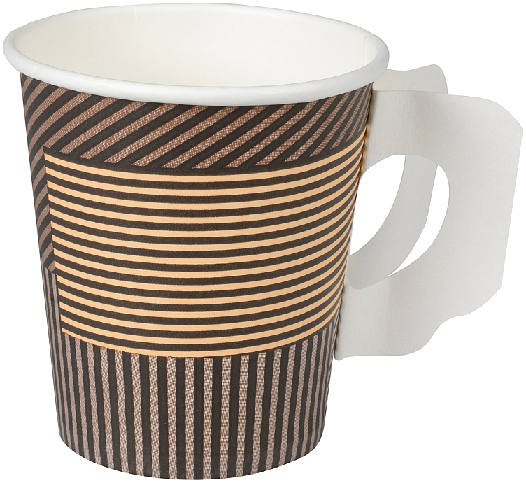 Engangs kaffebeger papp brun med hank  50stk
