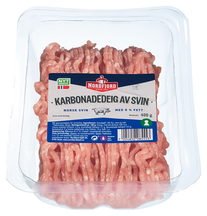 Karbonadedeig av svin 6% 400g