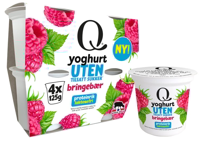 Yoghurt uten bringebær beger  4x125g