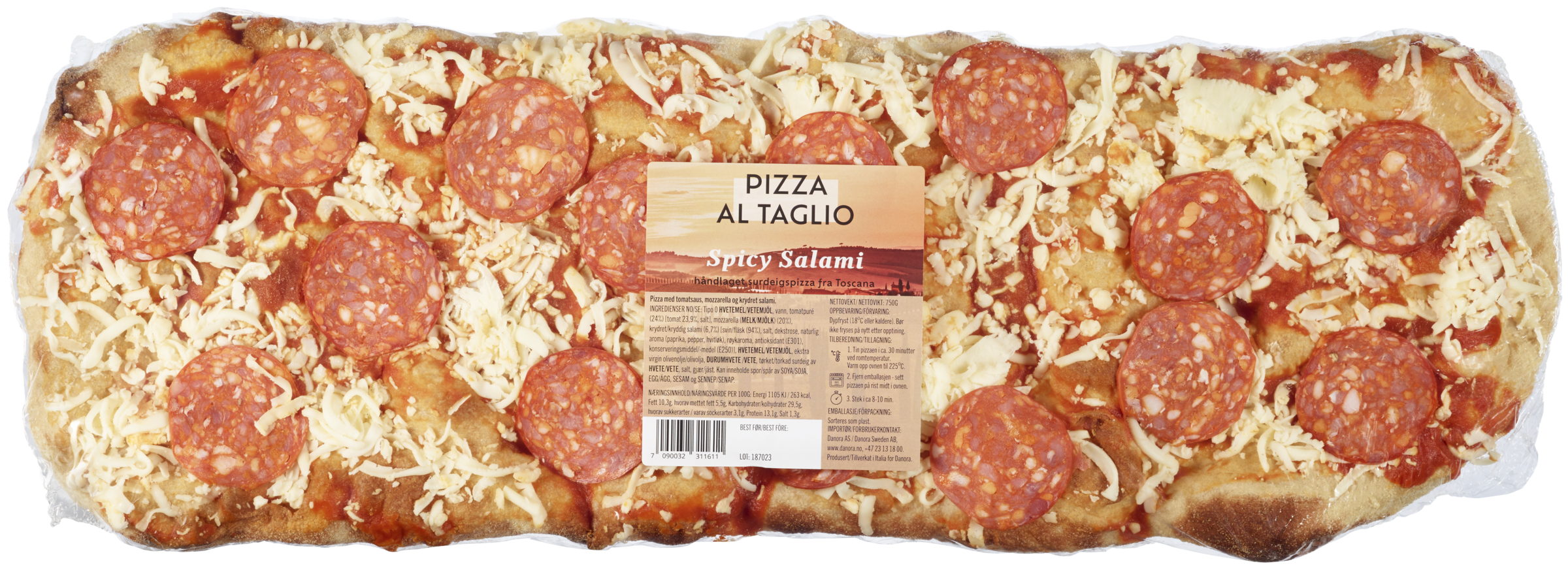Pizza taglio spicy salami  750g