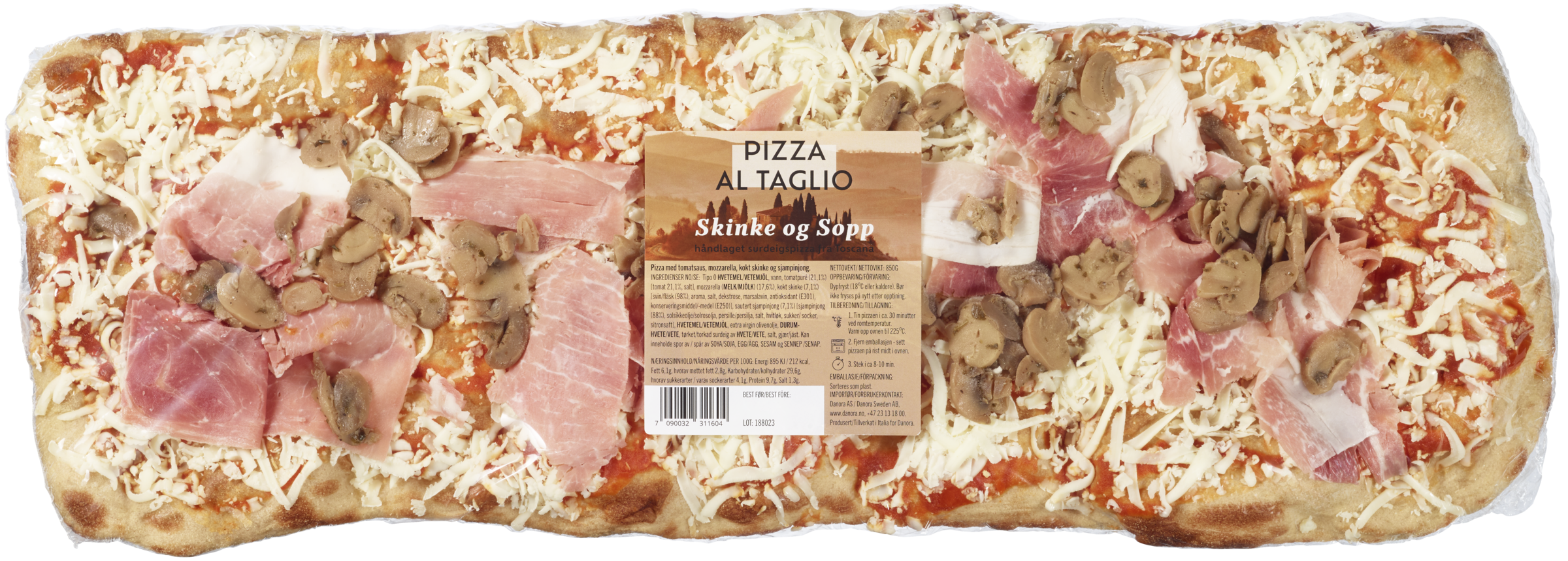 Pizza taglio ham and mushroom  850g