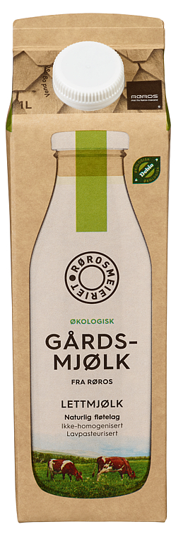 Gårdsmjølk fra røros økol.  ikke homogenisert   1l