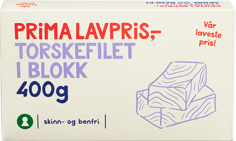 Torsk filet u/ben u/skin   400g