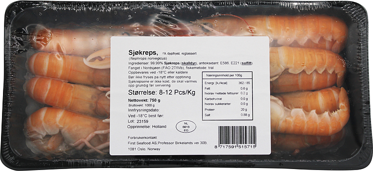 Langoustines frozen 8-12,  750gr