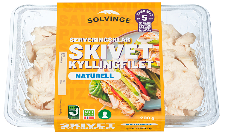 Kyllingfilet skivet naturell, spiseklar 200g