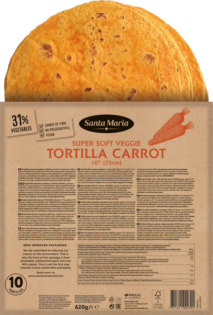 Tortilla carrot 10"   620g
