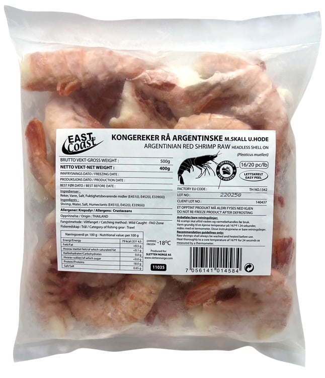 King prawns raw argentina no head 450g