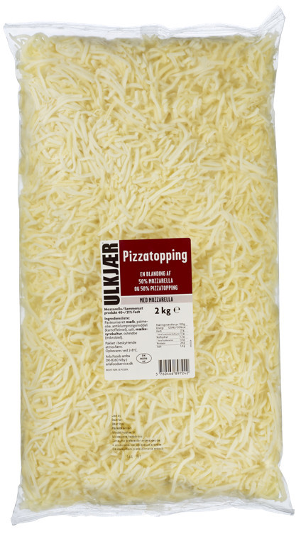 Pizzatopping m. mozzarella 2kg