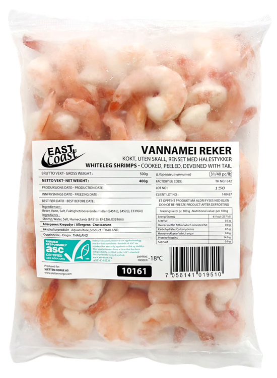 Reker 31/40 kokt m/hale ec   400g