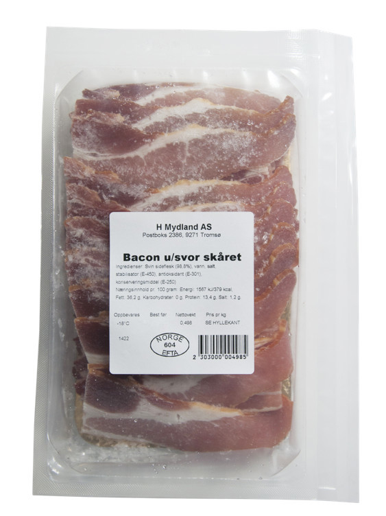 Bacon u/svor skivet   kg