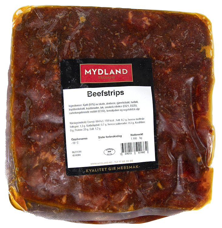 Storfe biffsnadder marinert 1kg x 10stk frys kg