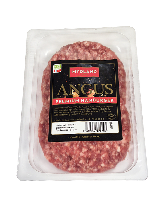Angus premium hamburger 2 x 165g fersk 330g
