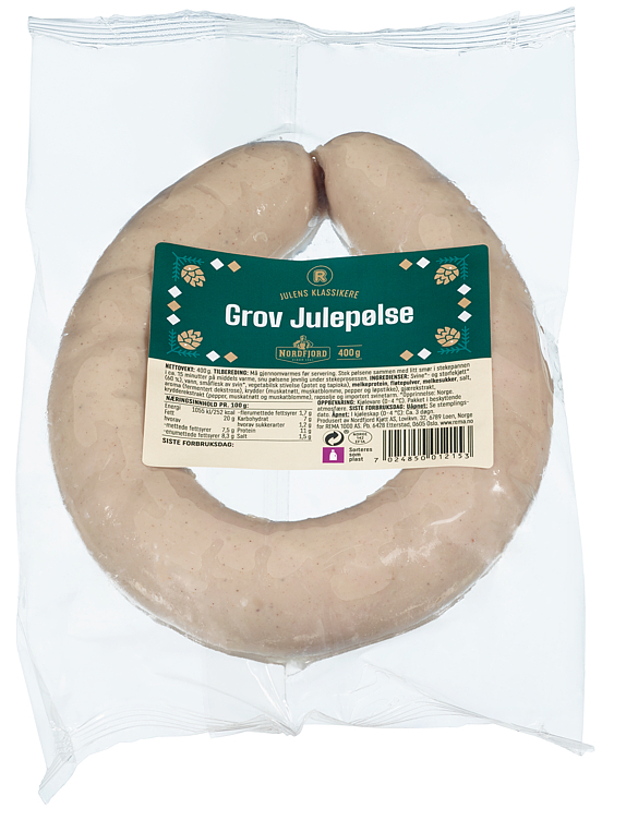Julepølse grov urøkt r   400g