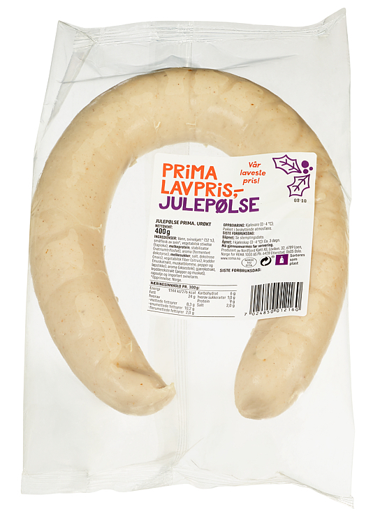 Julepølse kokt prima lavpris   400g