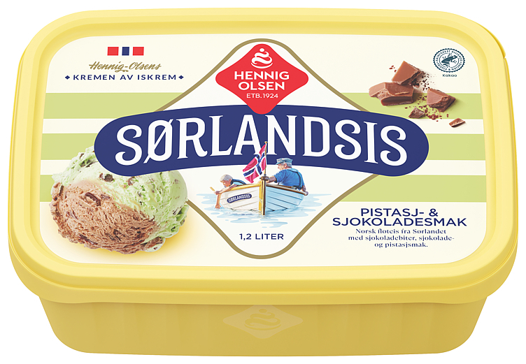 Sørlandsis pistasj & sjokoladesmak 1,2l