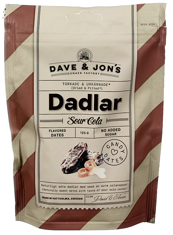 Sour cola dadler 125g