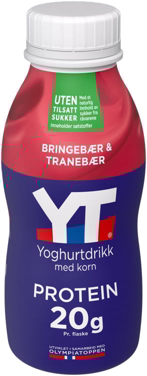 Yt protein yoghurtdrikk bringebær/ tranebær uten  300g