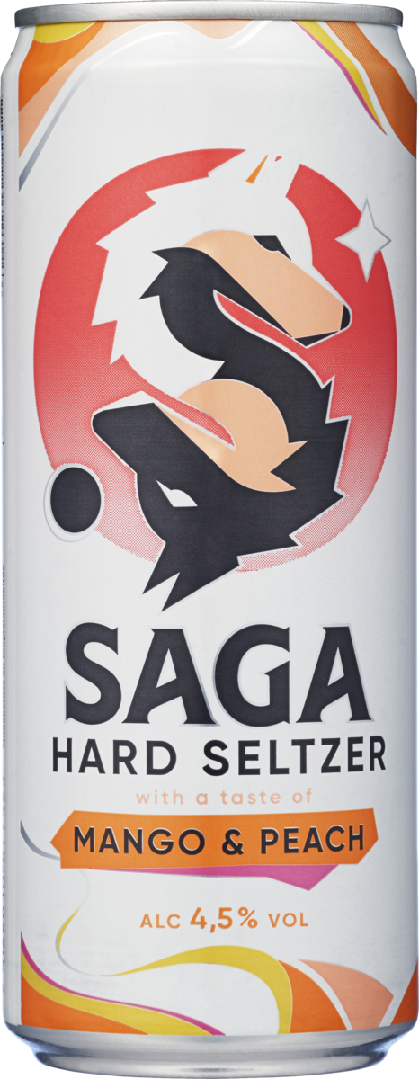 Saga hard seltzer mango & peach 4,5% 24x33cl
