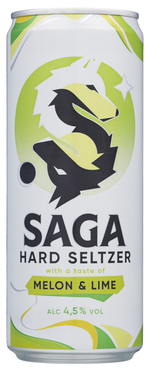 Saga hard seltzer melon & lime 4,5%  24x33cl
