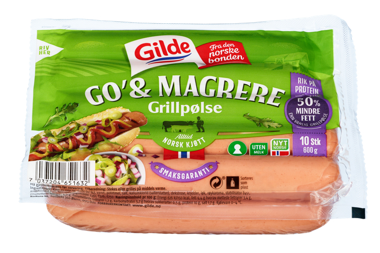 Go og mager grillpølse   600g