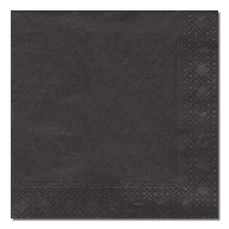 Servietter svart 12x12cm 2lag   350stk