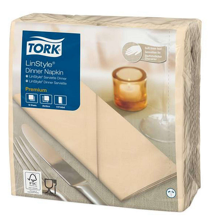 Middagsserviett linstyle krem 39cm 8f 12x50stk
